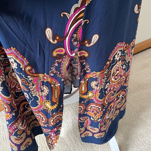 NWT - MSK Navy Blue Challis Printed Tied Halter Neck Stretch Maxi Dress - Picture 7 of 7